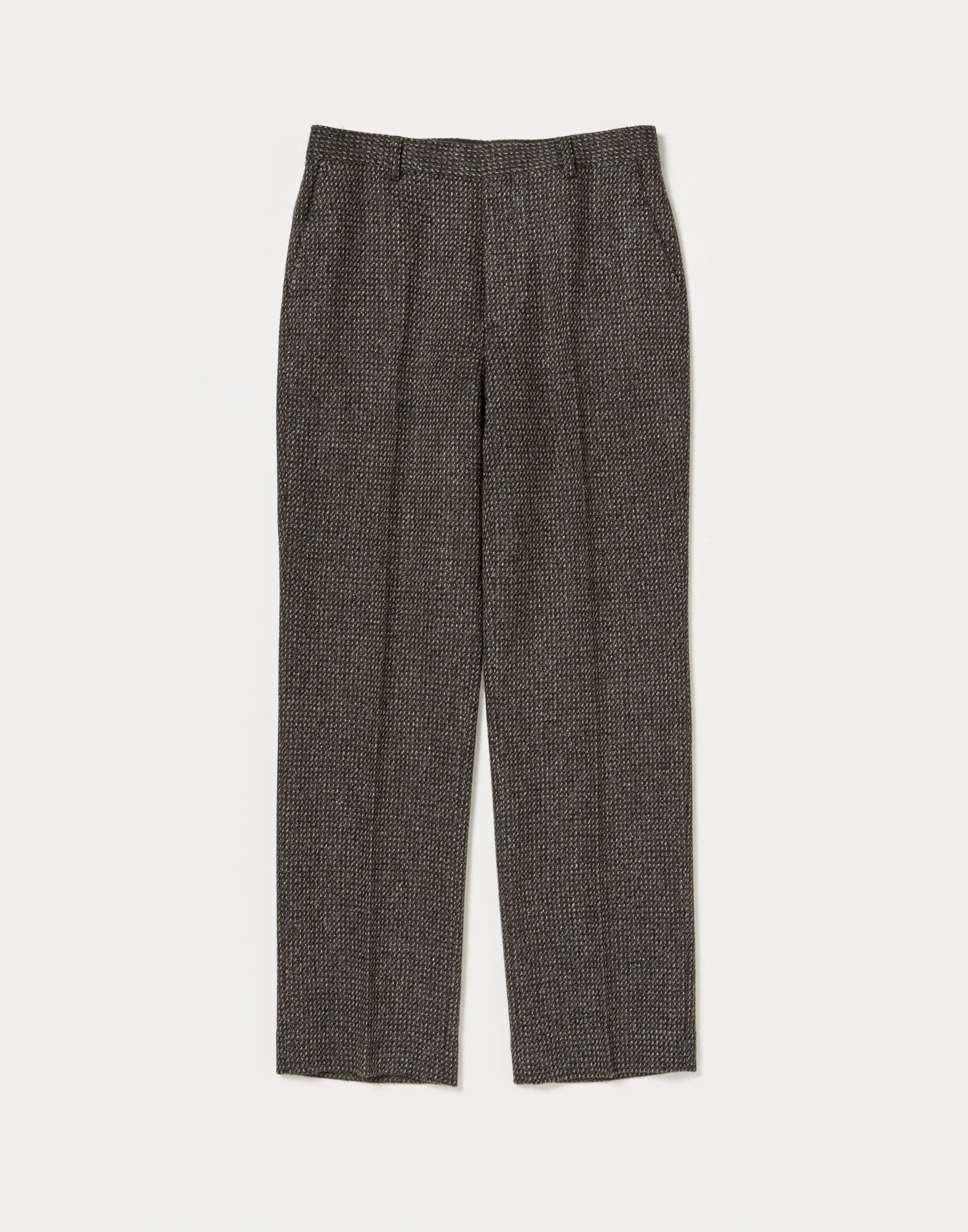 Auralee - ALPACA WOOL SILK TWEED SLACKS (GRAY BROWN HAIRLINE